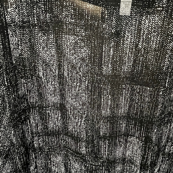 Lane Bryant 22 / 24 3X Tunic Sheer Zip Shoulders Black White Crosshatch Edgy - Picture 8 of 12